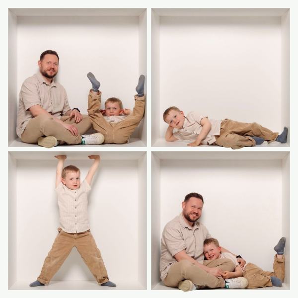 Box-Shooting Hannover – 4er-Collage Vater & Sohn